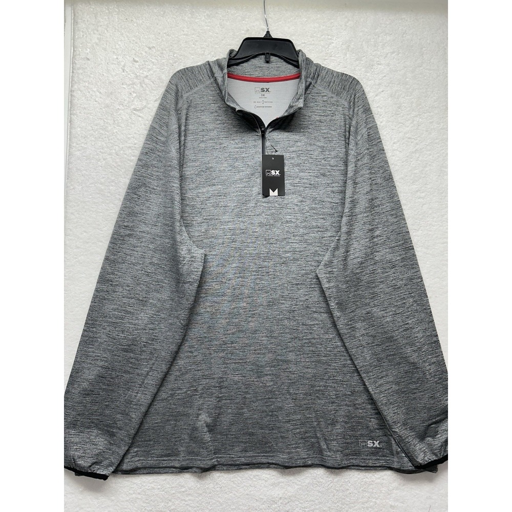 MSX Michael Strahan Mens Size 3XL Gray 4-Way Stretch 1/4 Zip Athletic Shirt